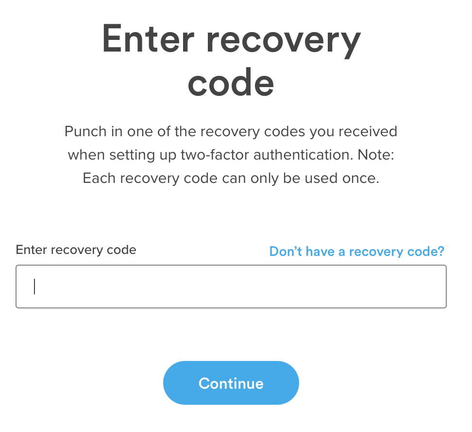 Enter recovery code