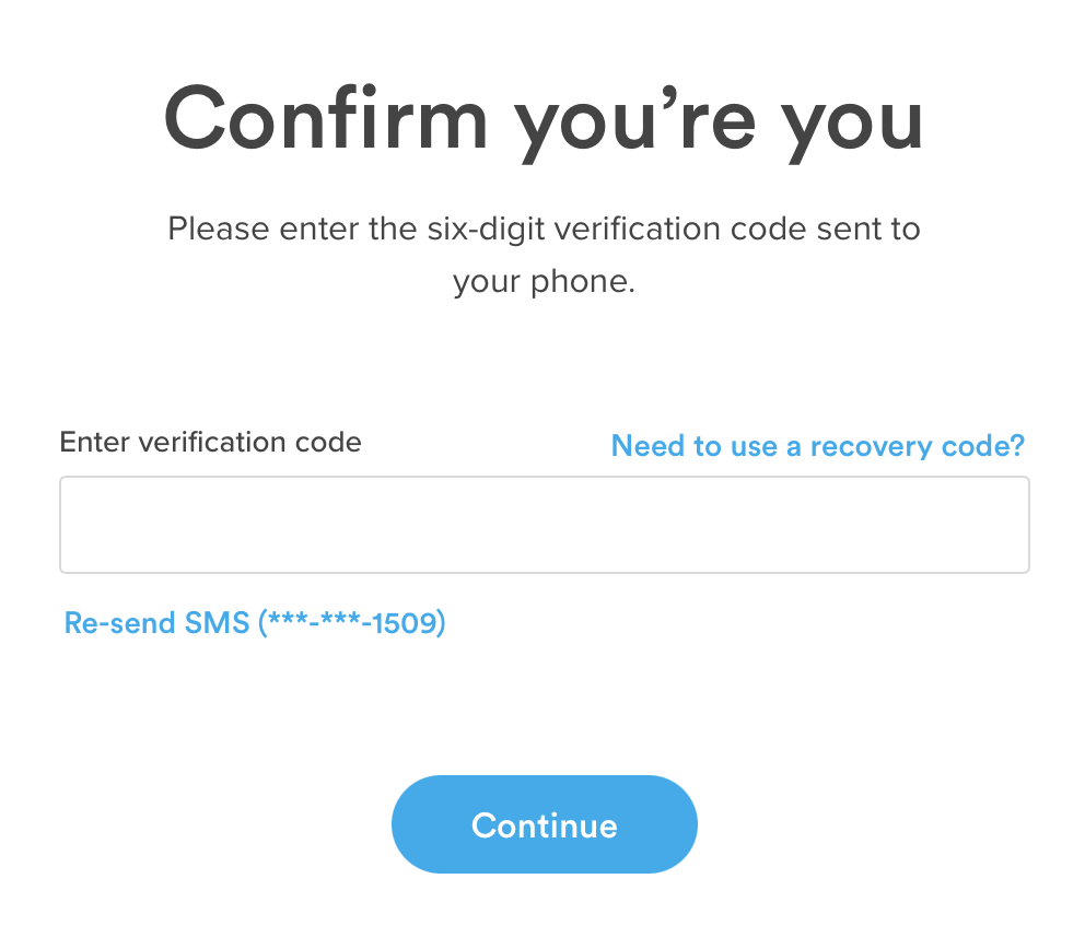 Enter authenticator or SMS code